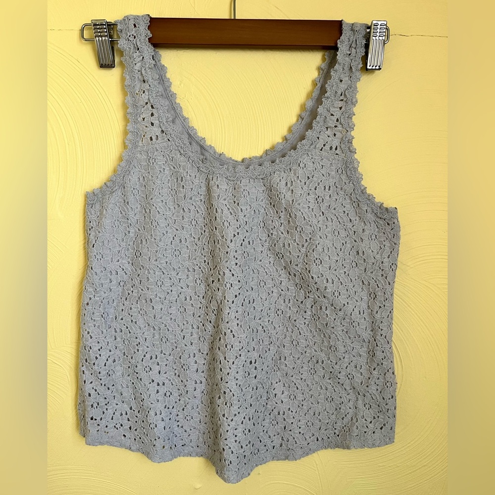Hollister Grey Floral Lace Tank